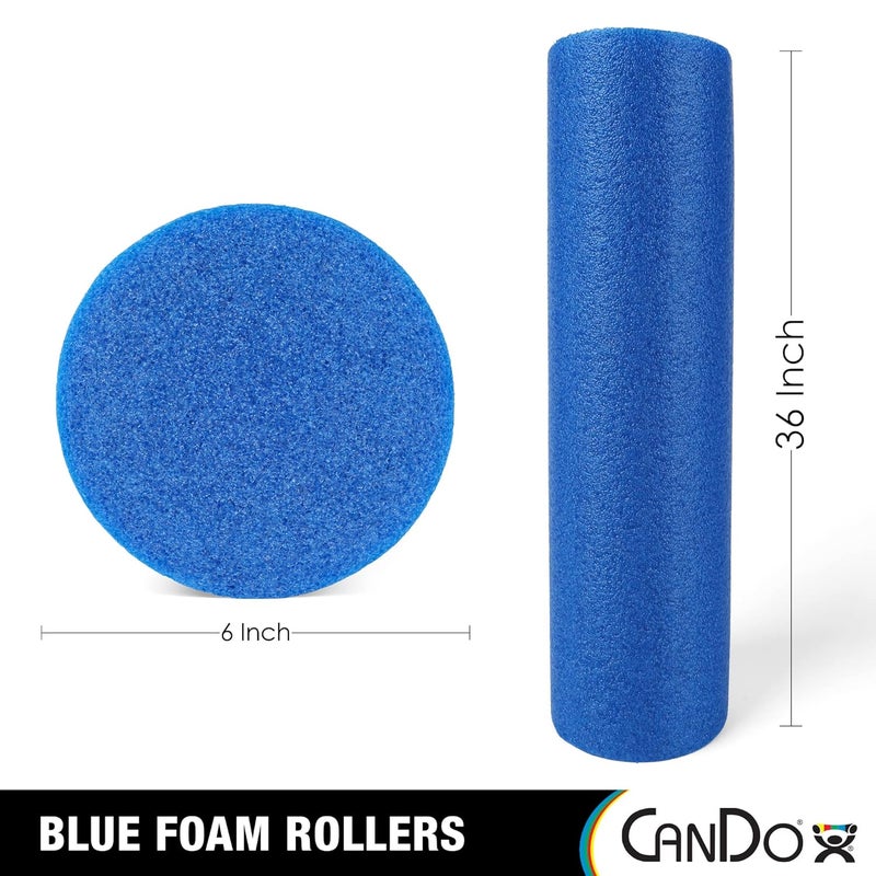 Cando Blue PE Foam Rollers for Fitness, Exercise Muscle Restoration, Massage Therapy, Sport Recovery and Physical Therapy for Homes, Clinics, and Gyms 6" x 36" Round - Image 2